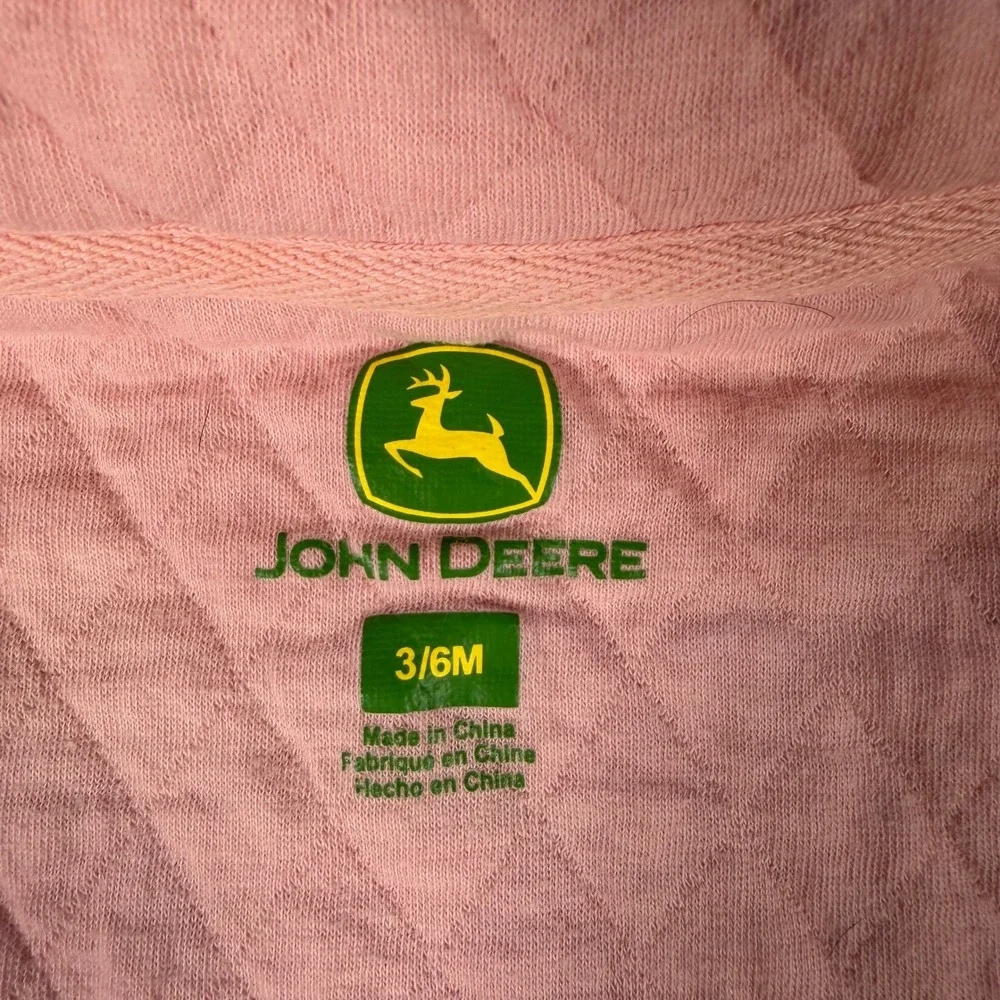 John Deere Pink Quilted Lamb Vest Infant Girls 3-6M Full Zip Sleeveless #4404